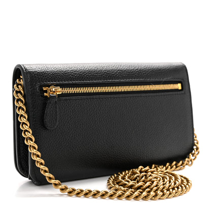 Balenciaga Grained Calfskin Logo Cash Phone Holder Wallet On Chain Black White 3 of 9