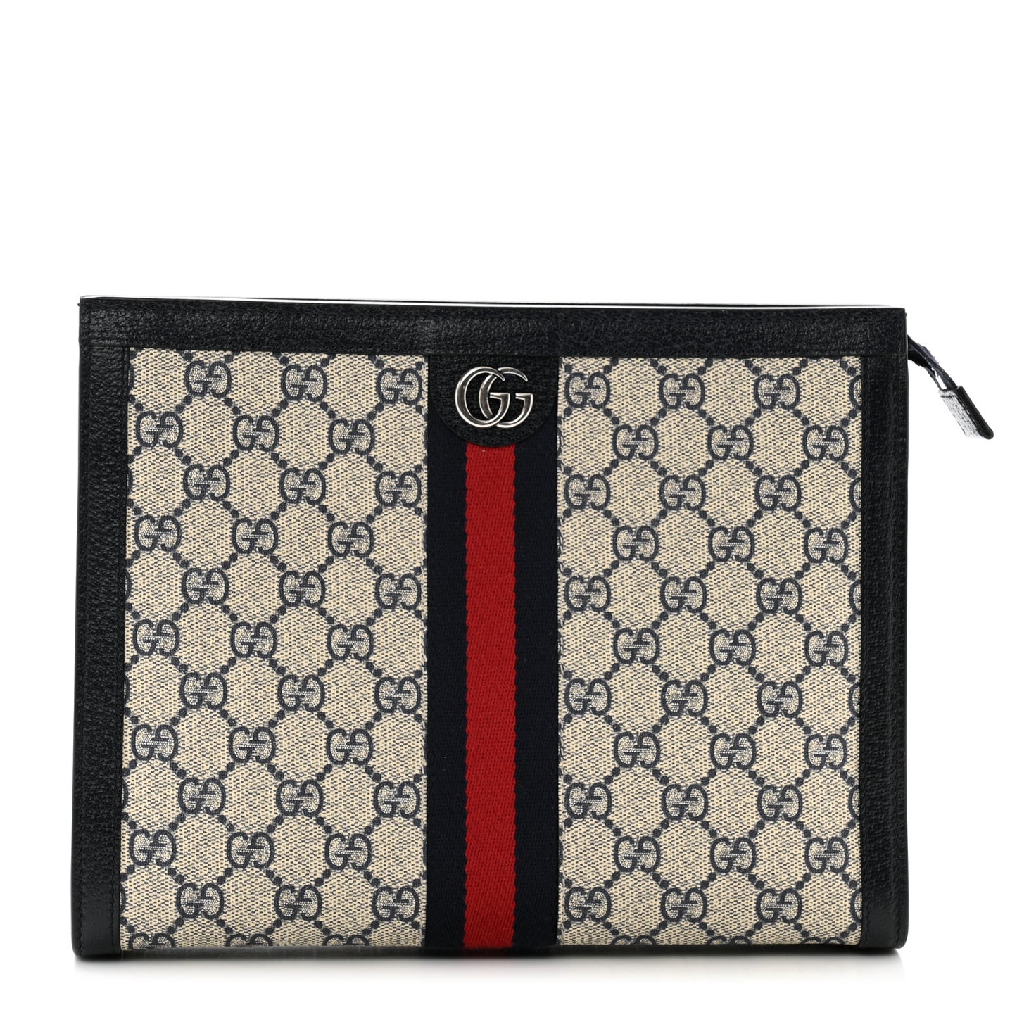 GG Supreme Monogram Web Ophidia Pouch Beige Blue