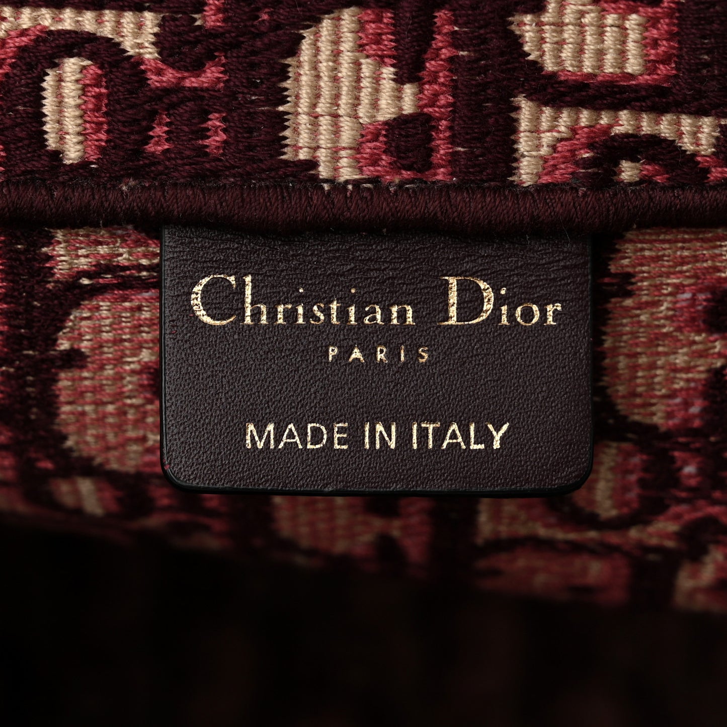 CHRISTIAN DIOR Oblique Large Book Tote Burgundy Multicolor