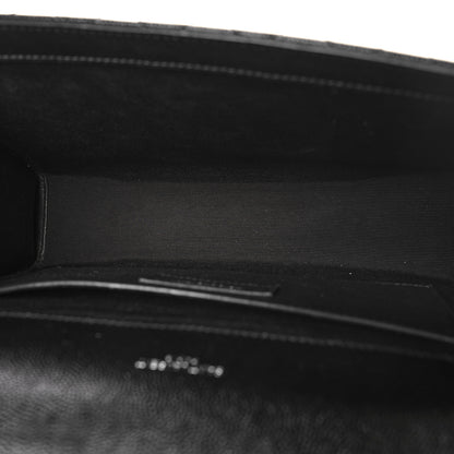 Saint Laurent Grain De Poudre Textured Mixed Matelasse Triquilt Medium Monogram Satchel Black 5 of 9