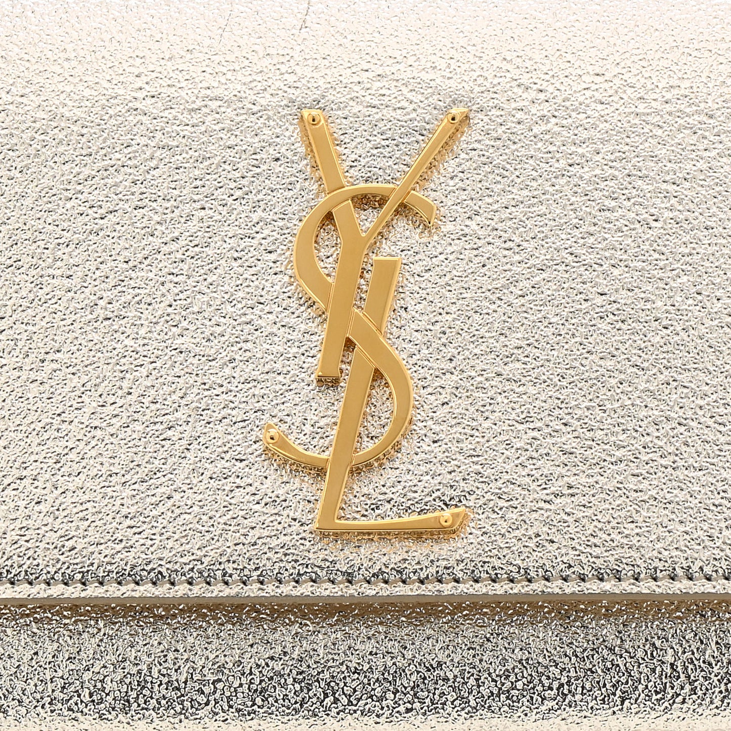 Metallic Textured Calfskin Classic Monogram Cassandre Clutch Pale Gold