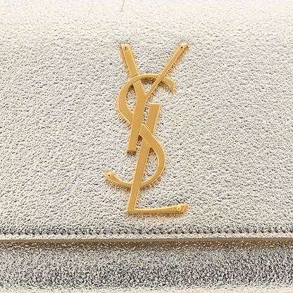 Saint Laurent Metallic Textured Calfskin Classic Monogram Cassandre Clutch Pale Gold 7 of 12