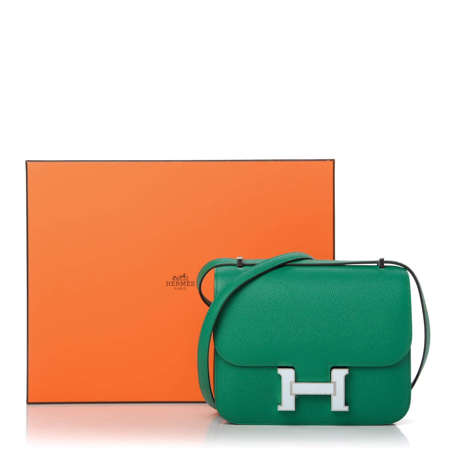 Hermes Epsom Enamel Constance 18 Vert Jade Bleu Brume 11 of 11