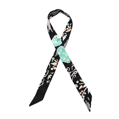 Hermes Silk Isola Di Primavera Doll Twilly Black Vert Rose 1 of 3