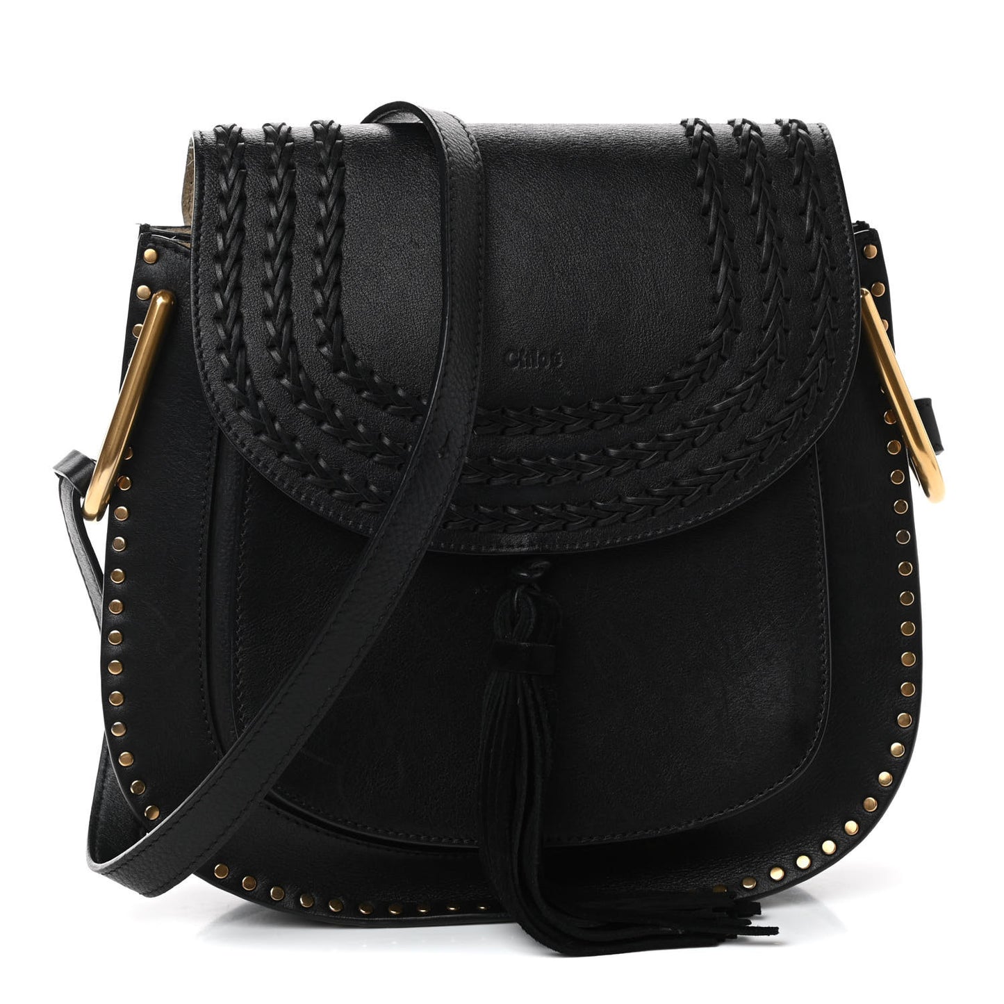 Calfskin Braided Small Hudson Shoulder Bag Black