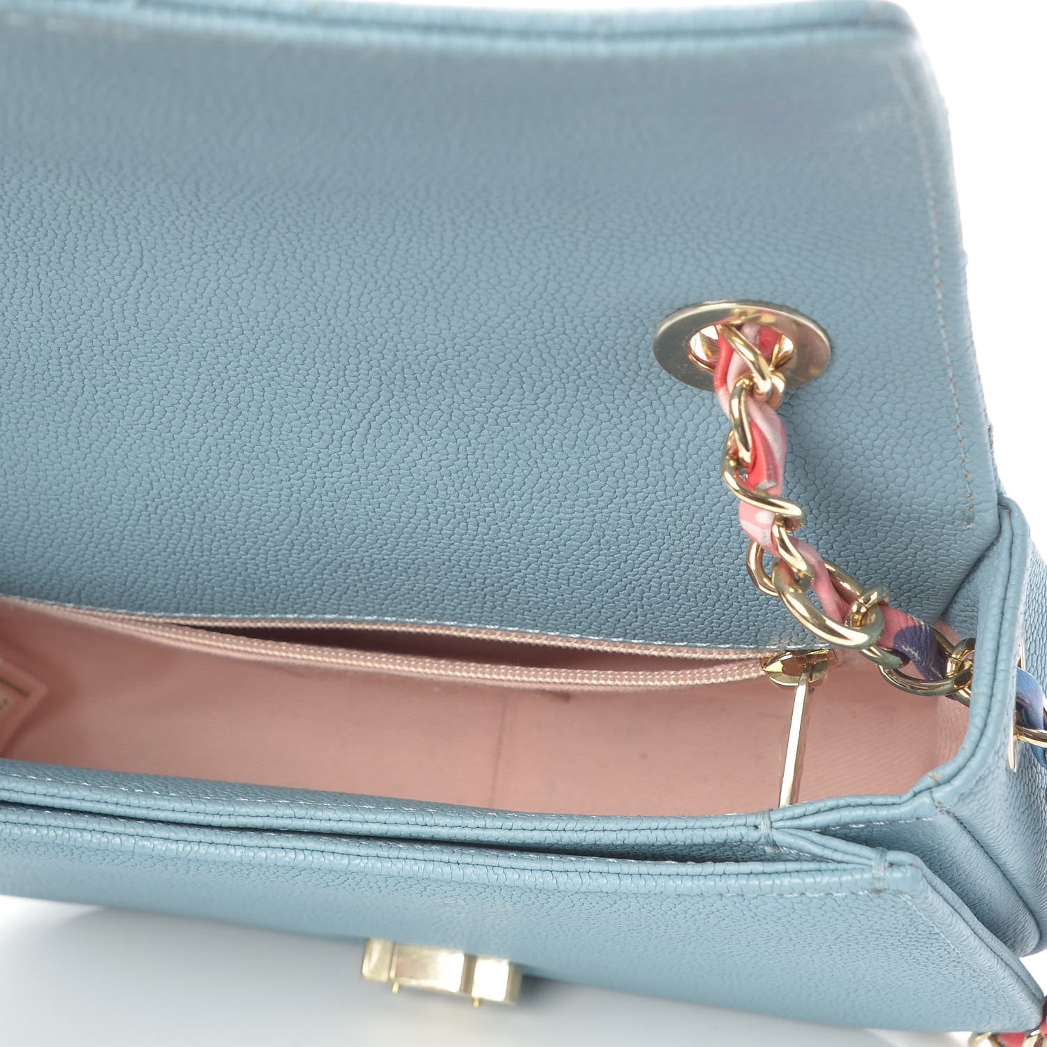 Chanel Grained Calfskin Quilted Small Cuba Top Handle Flap Blue 6 of 9