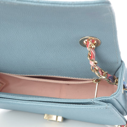 Chanel Grained Calfskin Quilted Small Cuba Top Handle Flap Blue 6 of 9