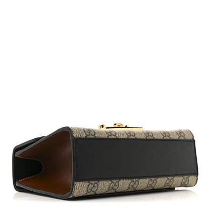 Gucci GG Supreme Monogram Calfskin Small Padlock Shoulder Bag Beige Black Cuir 4 of 12
