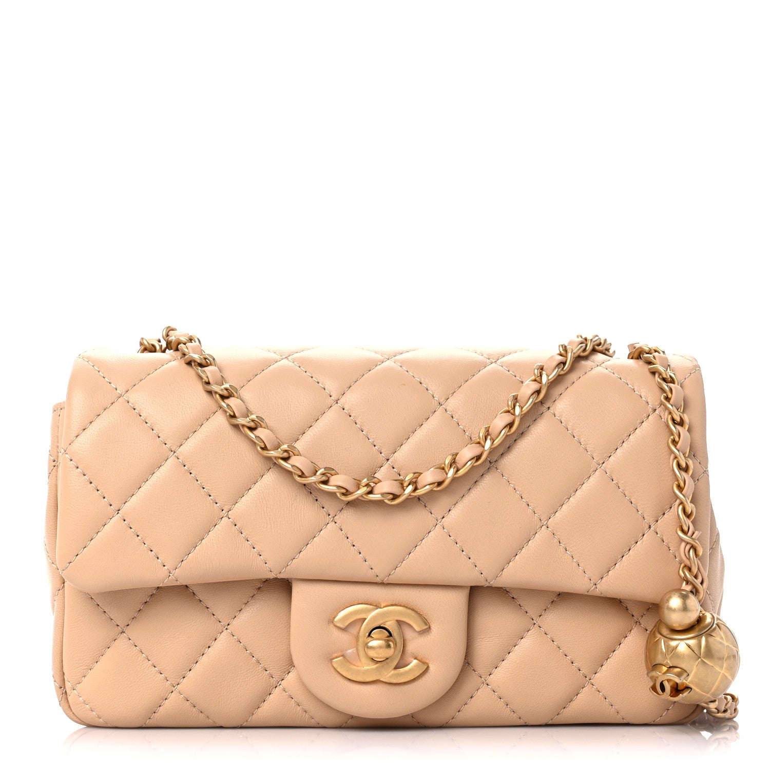 Chanel Lambskin Quilted Mini Rectangular Pearl Crush Flap Light Beige 1 of 9