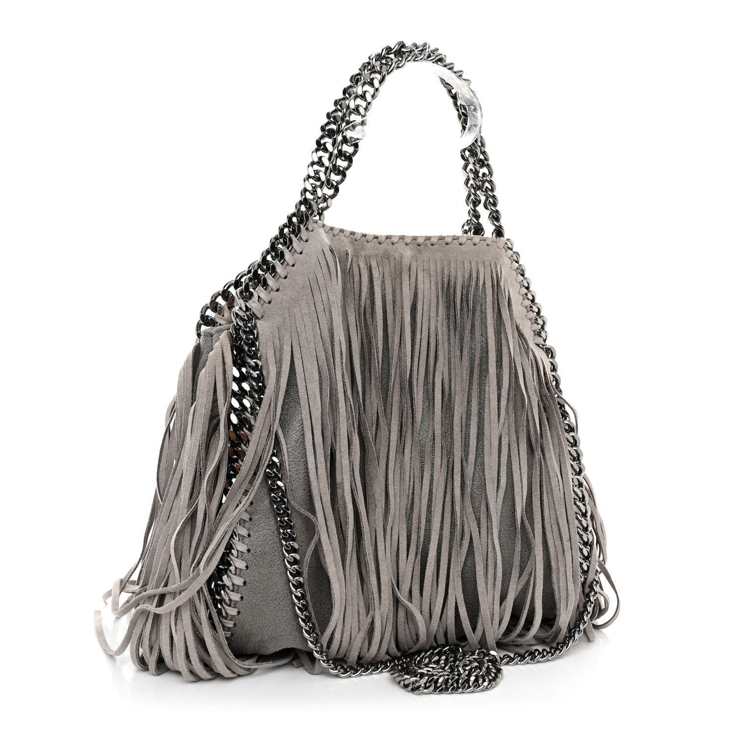 Stella McCartney Shaggy Deer Fringe Mini Falabella Tote Grey 3 of 9