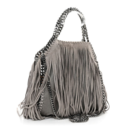 Stella McCartney Shaggy Deer Fringe Mini Falabella Tote Grey 3 of 9