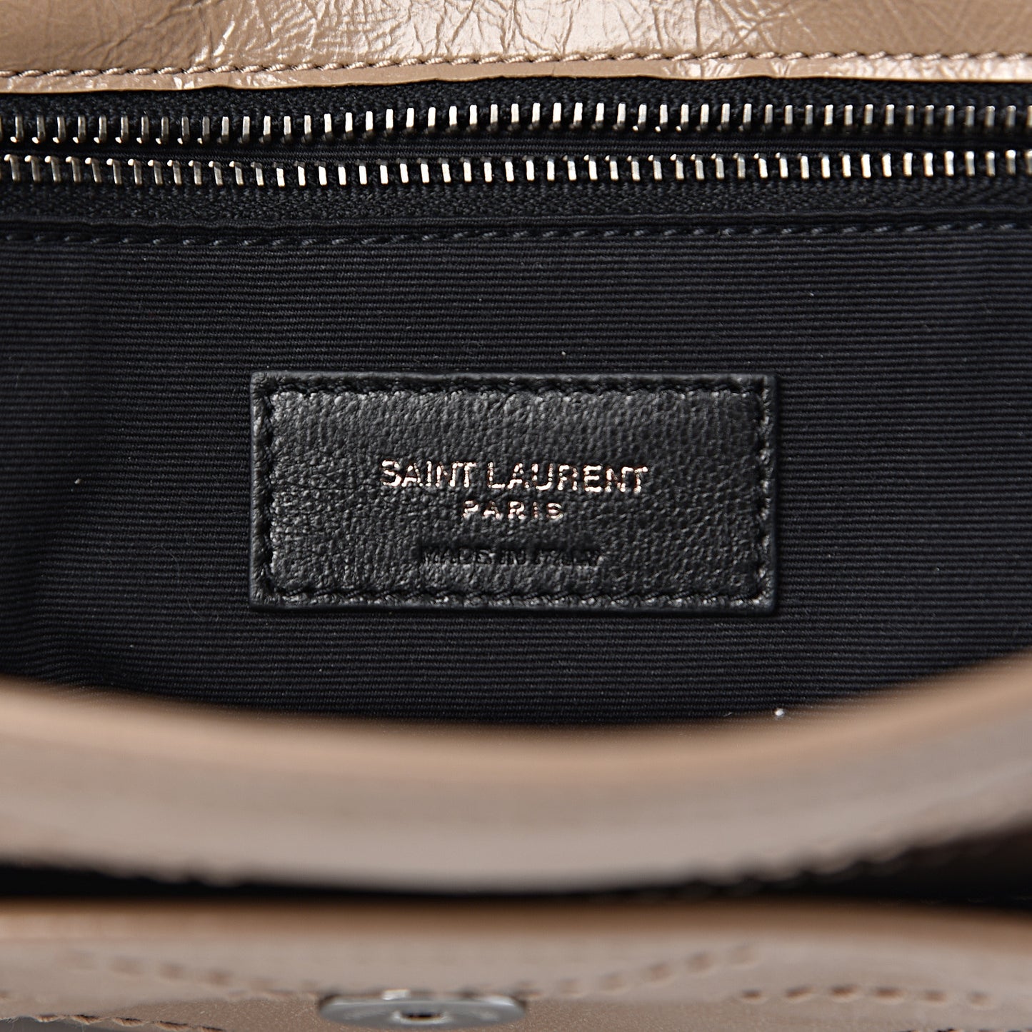 Crinkled Calfskin Matelasse Monogram Medium Niki Chain Satchel Light Taupe
