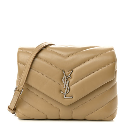 Saint Laurent Calfskin Y Quilted Monogram Toy Loulou Crossbody Bag Latte 1 of 10