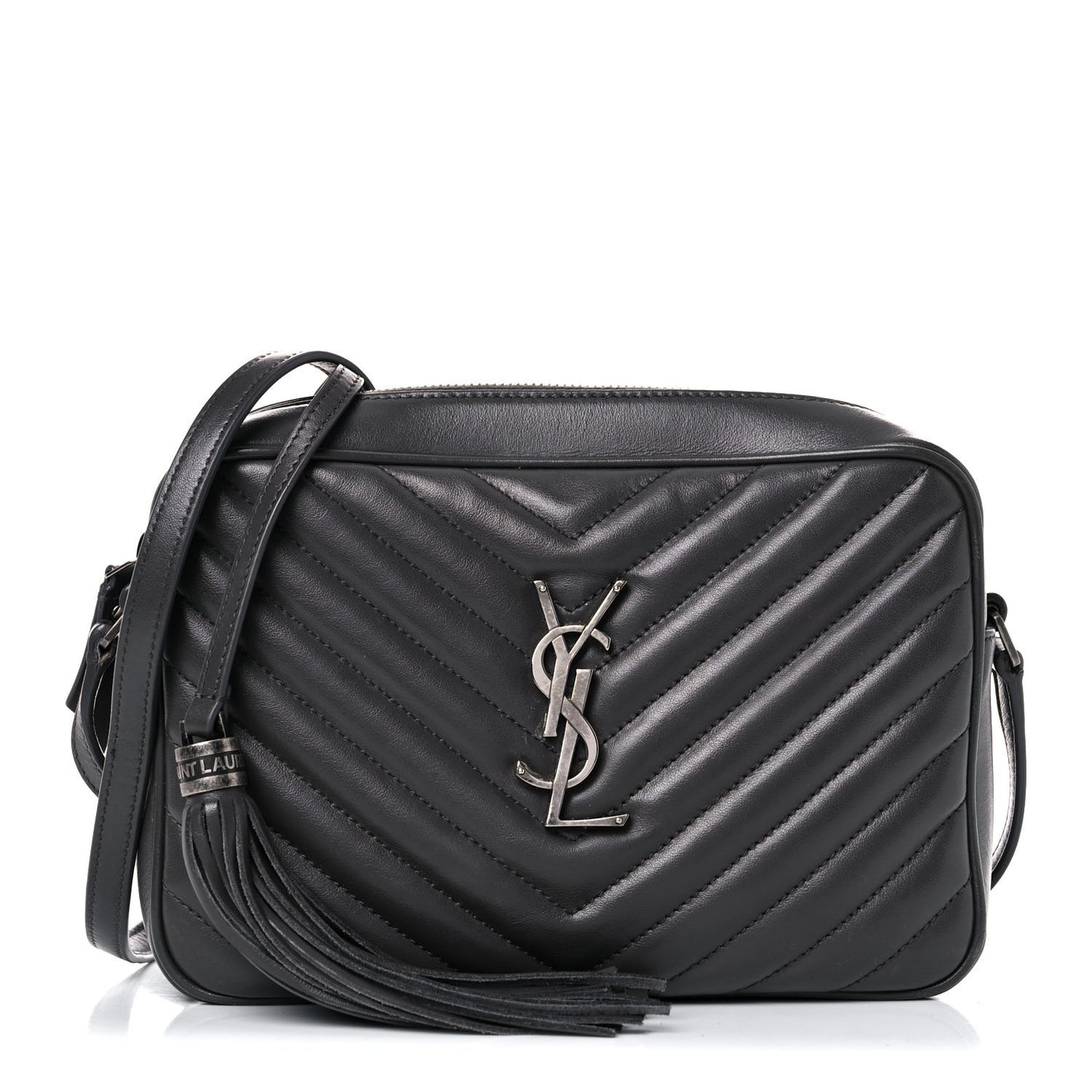 Calfskin Matelasse Monogram Lou Camera Bag Grey Kaki