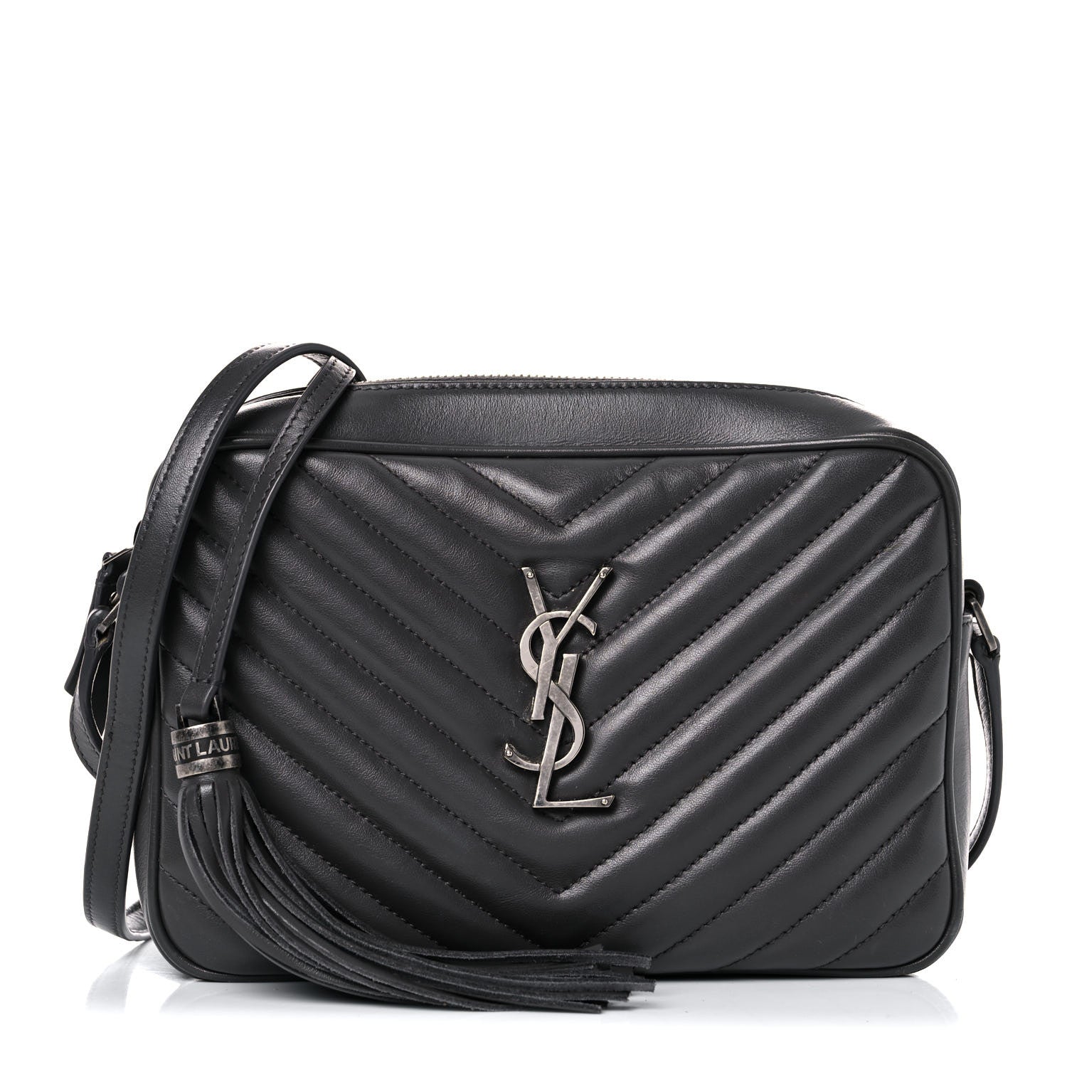 Saint Laurent Calfskin Matelasse Monogram Lou Camera Bag Grey Kaki 1 of 20