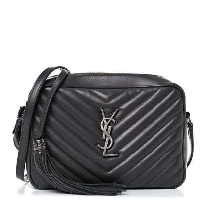 Saint Laurent Calfskin Matelasse Monogram Lou Camera Bag Grey Kaki 1 of 20