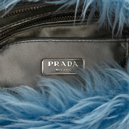 Prada Eco Pelliccia Faux Fur Wristlet Clutch Azzurro 6 of 8