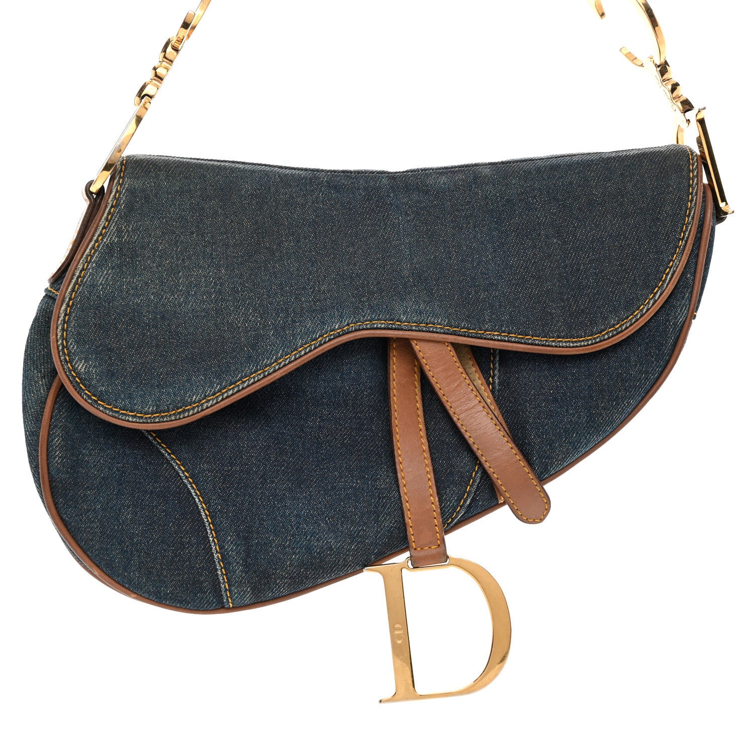 Christian Dior Denim Calfskin Saddle Bag Blue 7 of 11