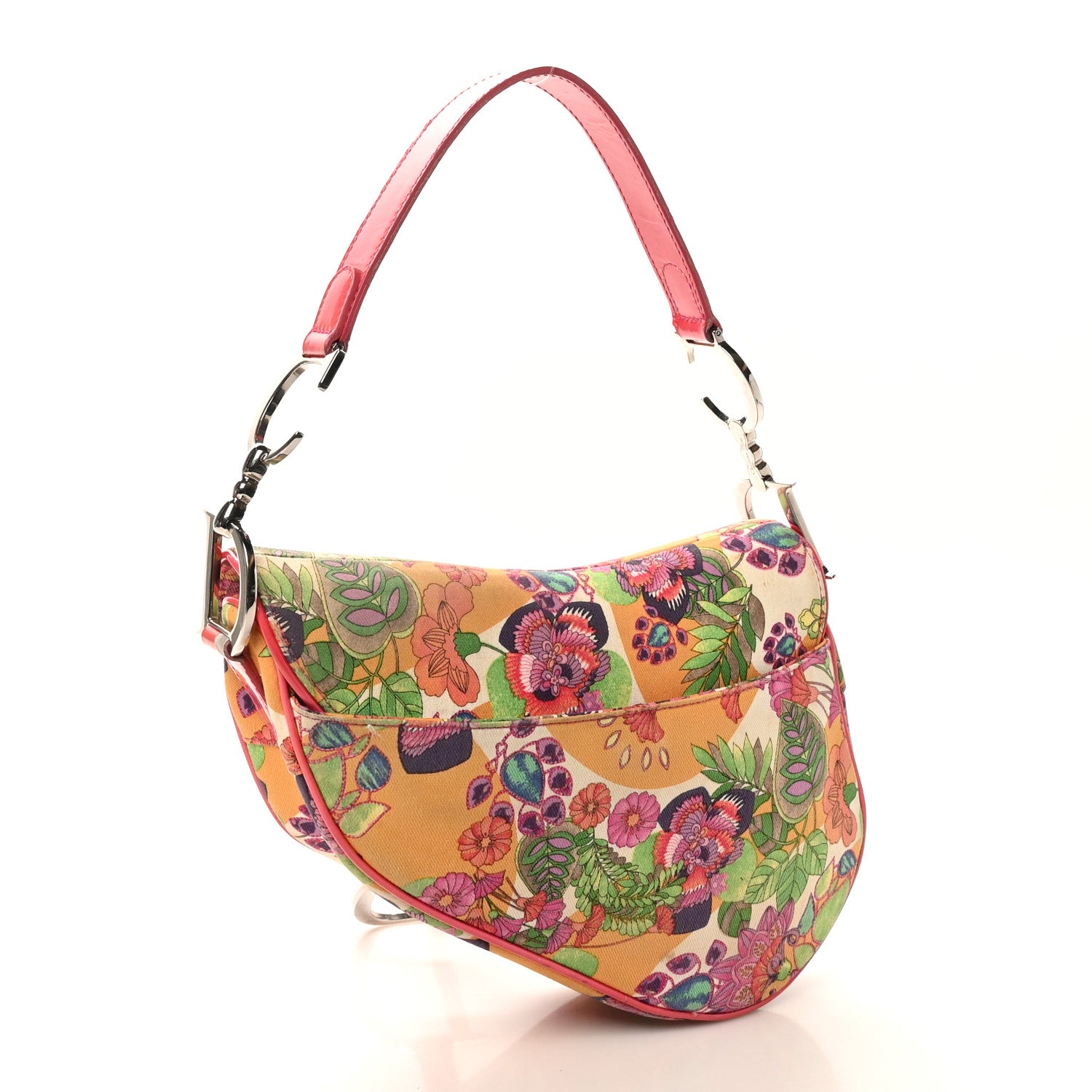 Christian Dior Canvas Floral Hawaii Glamour Saddle Bag Multicolor