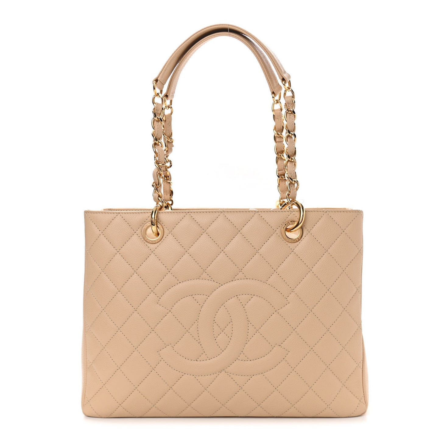 Caviar Quilted Grand Shopping Tote GST Beige Clair
