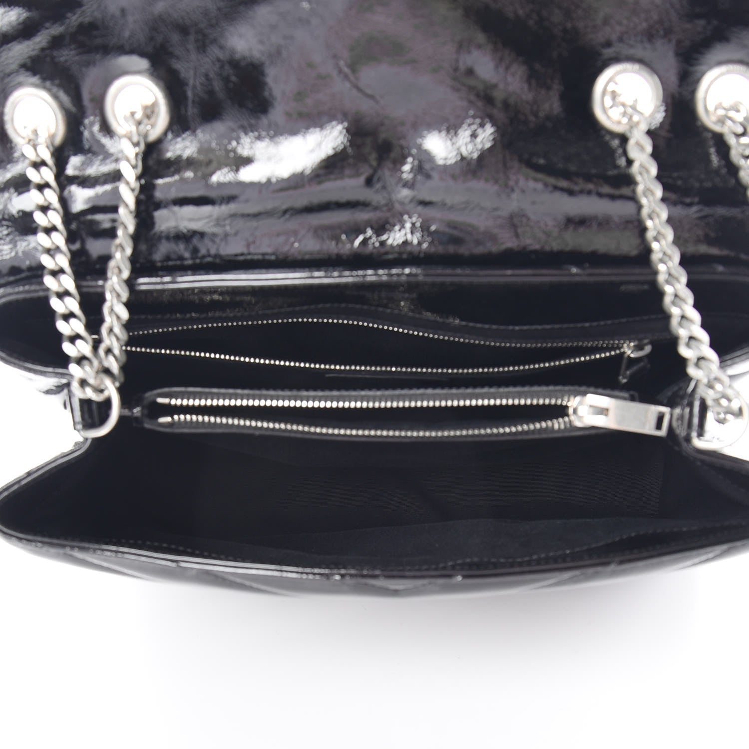 Saint Laurent Patent Y Quilted Monogram Medium Loulou Chain Satchel Black 5 of 11