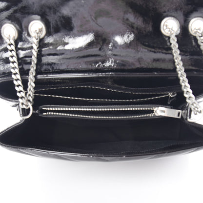 Saint Laurent Patent Y Quilted Monogram Medium Loulou Chain Satchel Black 5 of 11