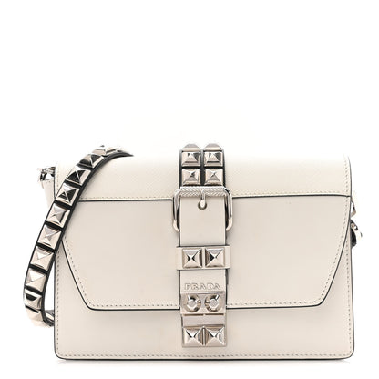 Prada Saffiano City Calfskin Studded Small Elektra Shoulder Bag White 1 of 10