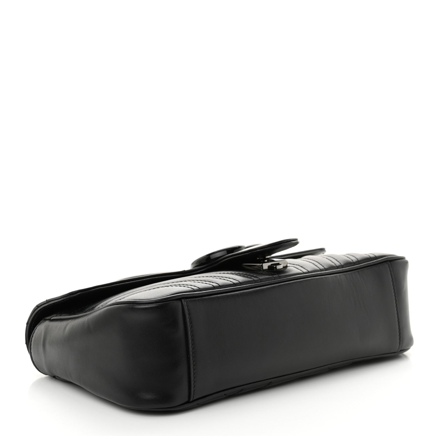 Gucci Calfskin Matelasse Monochrome Small GG Marmont Shoulder Bag Black 4 of 13