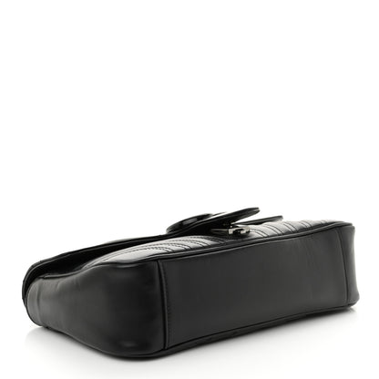 Gucci Calfskin Matelasse Monochrome Small GG Marmont Shoulder Bag Black 4 of 13