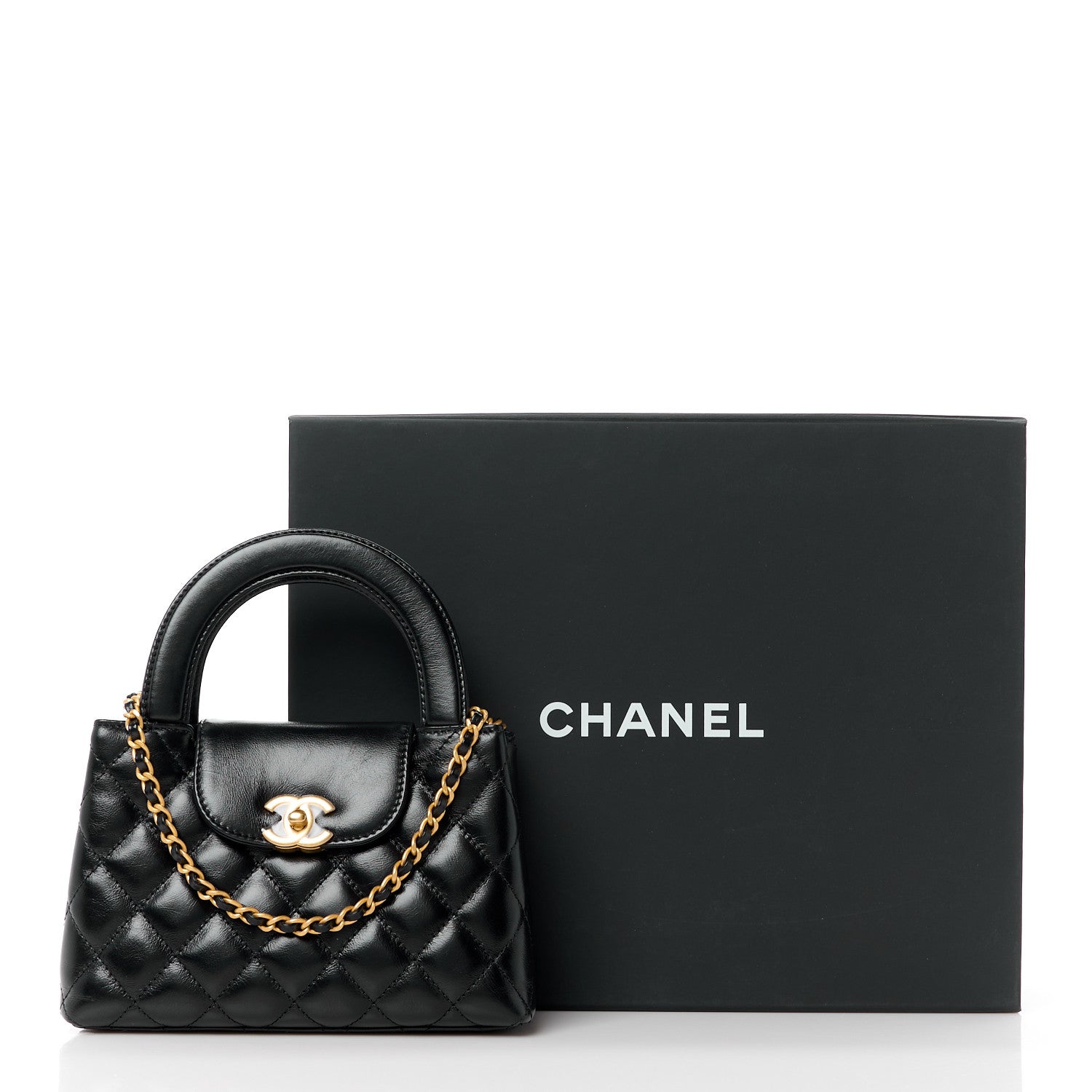 Chanel Shiny Aged Calfskin Quilted Nano Kelly Shopper Black 11 of 11