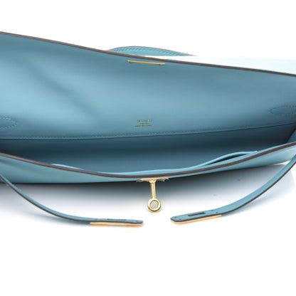 Hermes Swift Kelly Cut Clutch Pochette Bleu Saint Cyr 5 of 9
