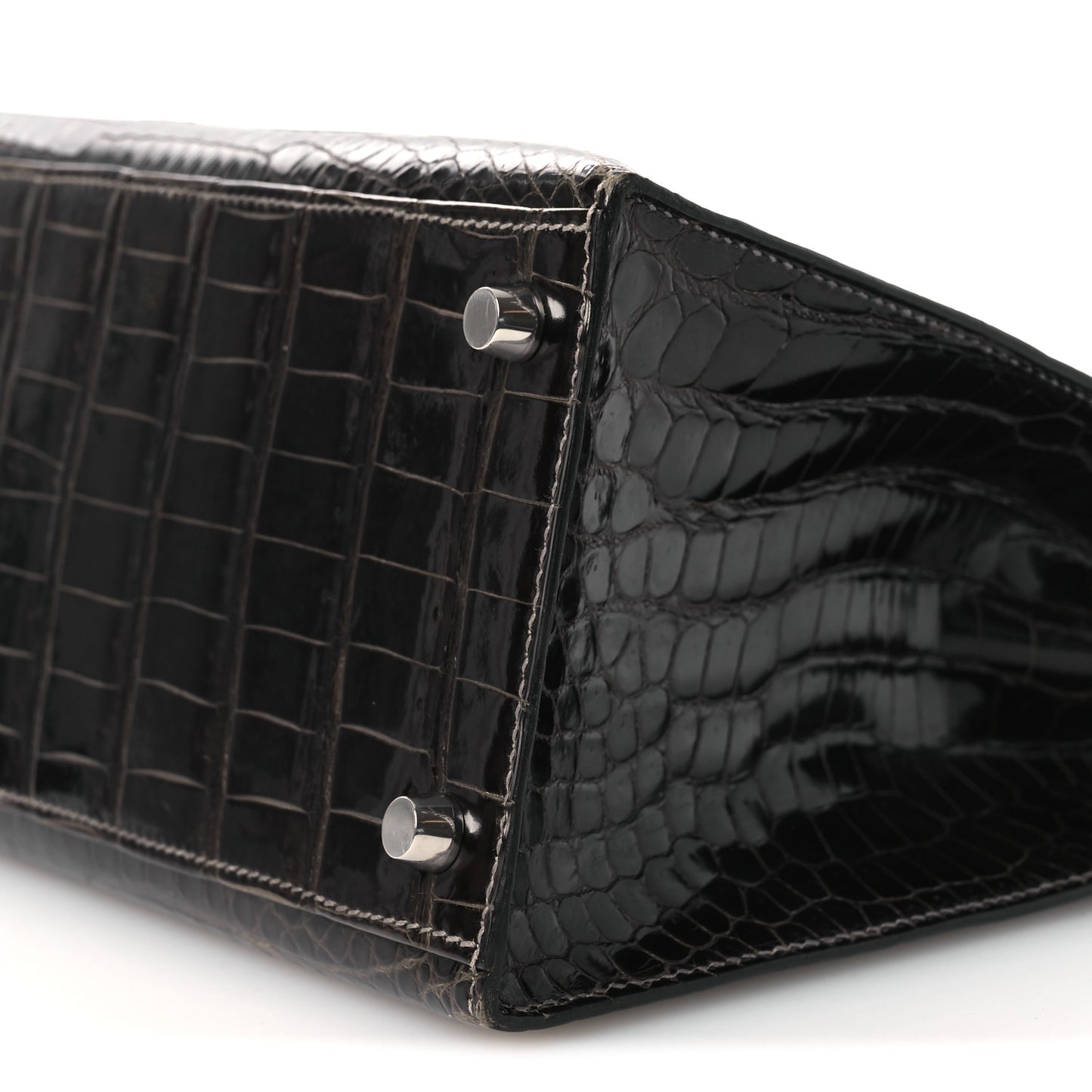 Shiny Porosus Crocodile Kelly Sellier 28 Gris Elephant