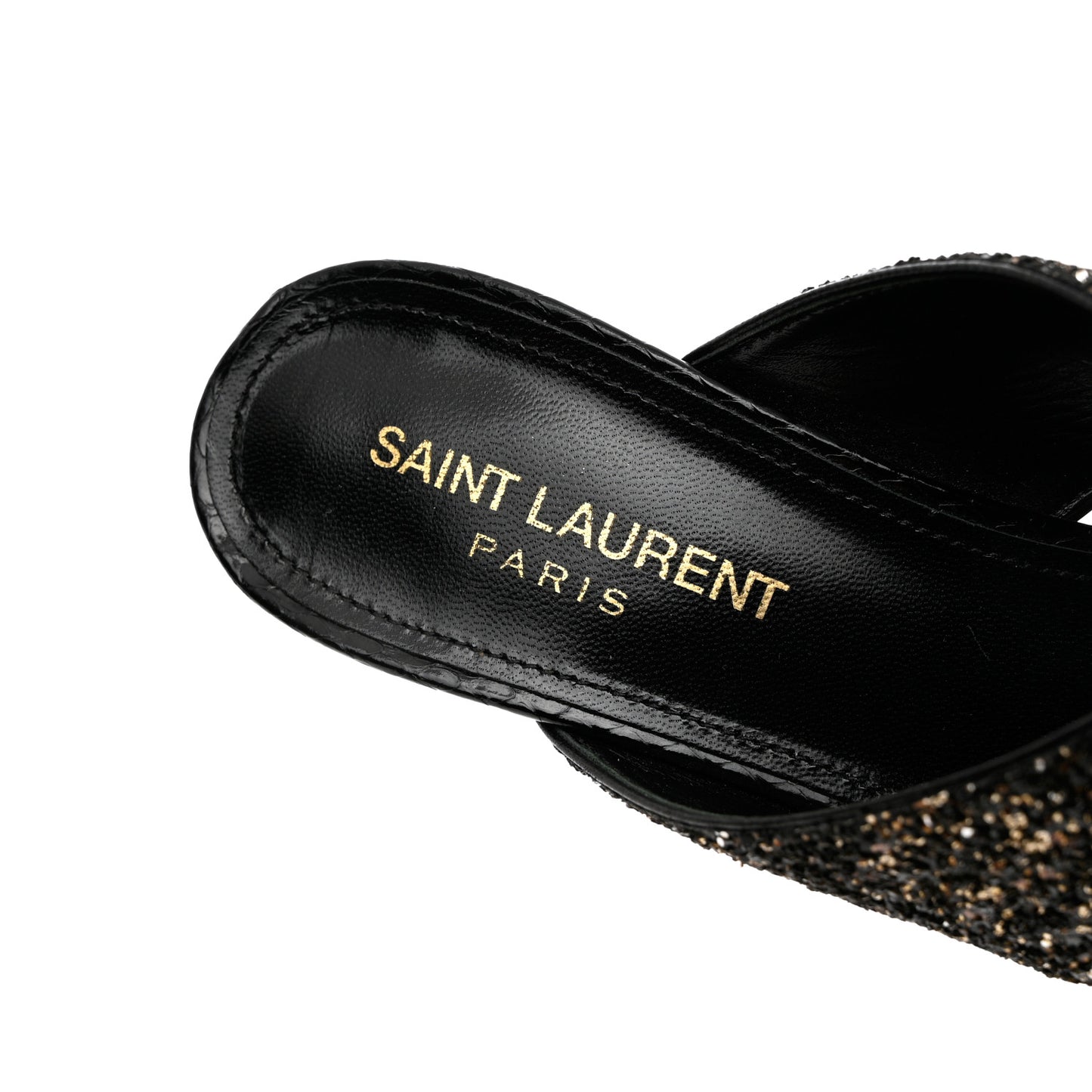 Glitter LouLou 70 Mule Sandals 36 Black Gold