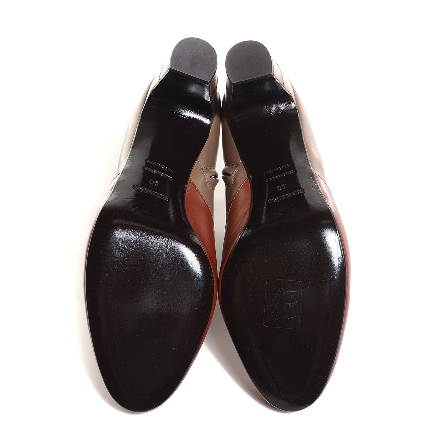 Leather Booties Etoupe Noisette 40
