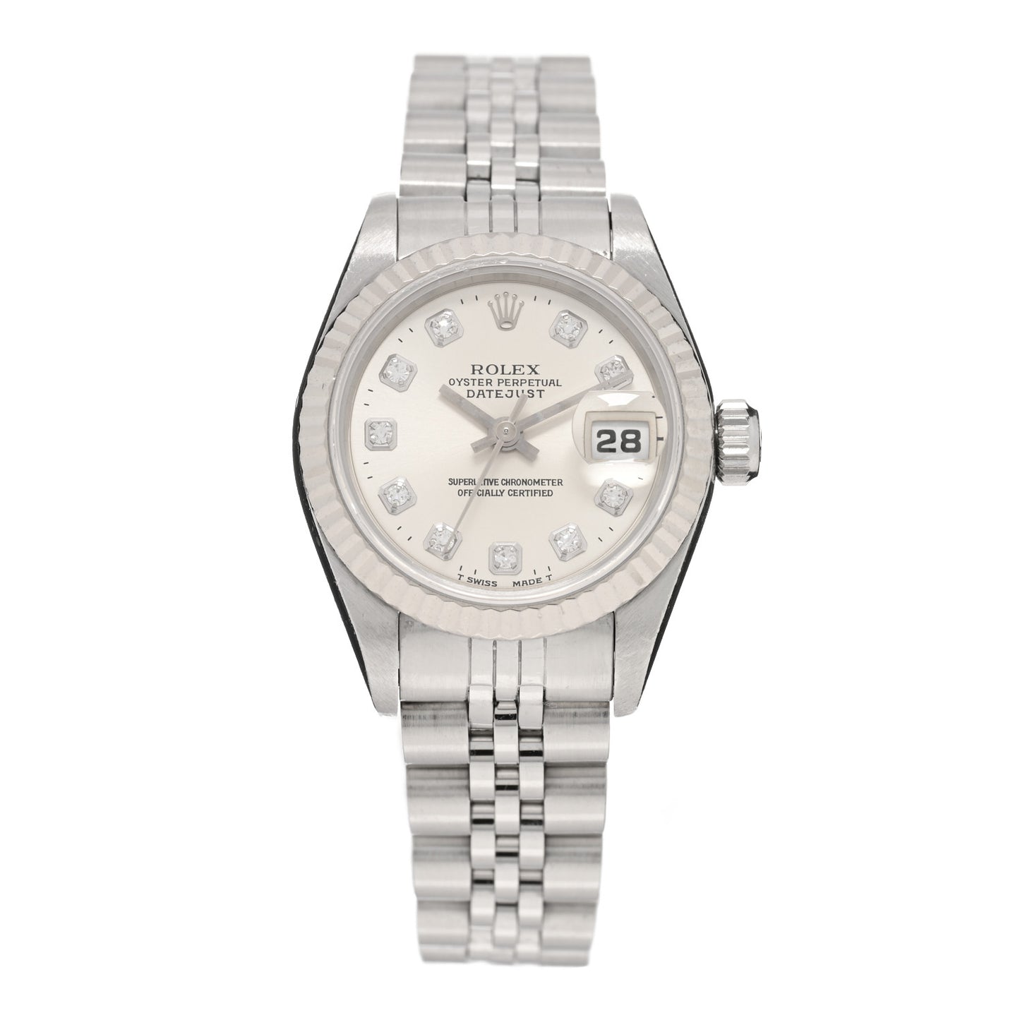 Stainless Steel 18K White Gold Diamond 26mm Oyster Perpetual Datejust Watch Silver 69174