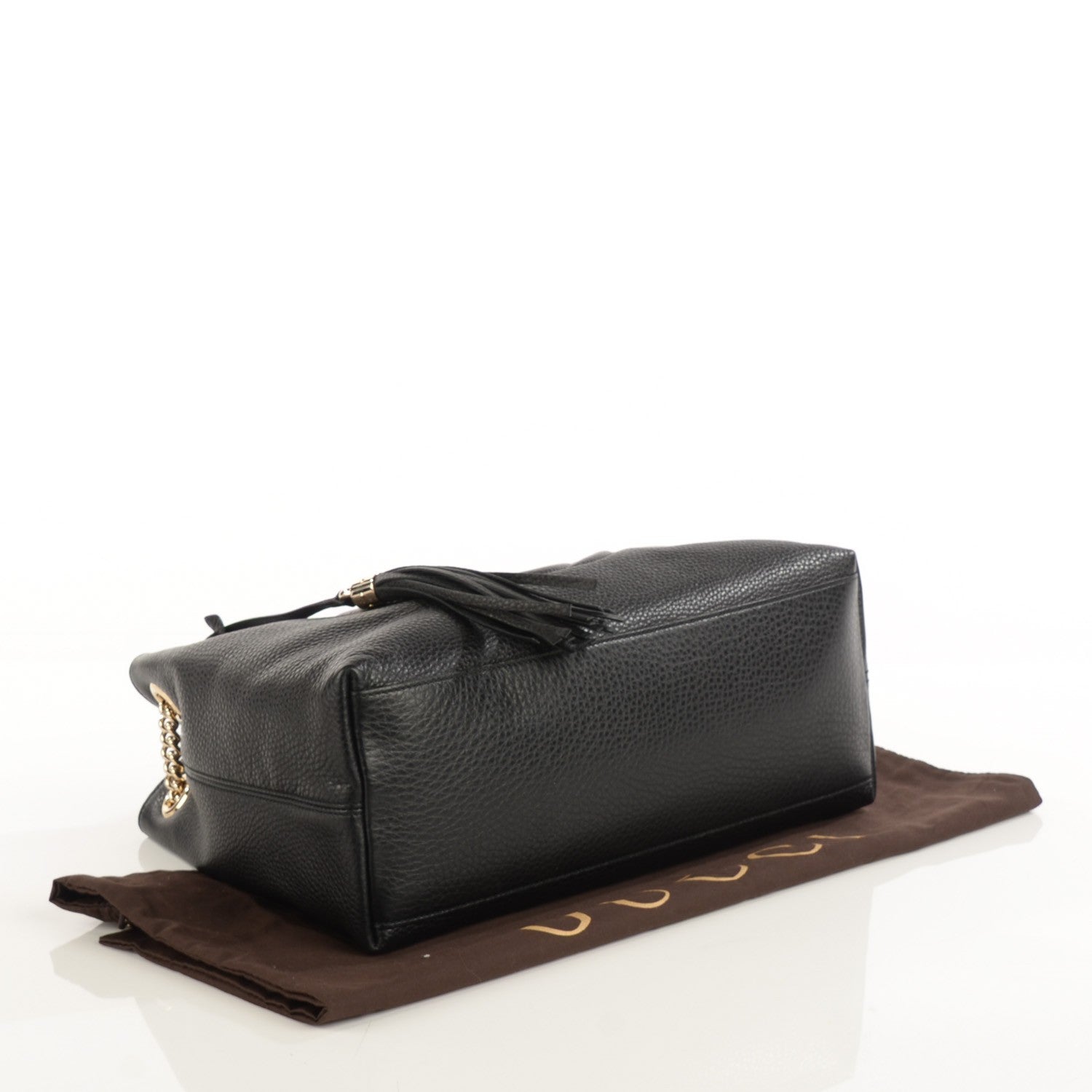 Gucci Pebbled Calfskin Medium Soho Chain Shoulder Bag Black 4 of 7