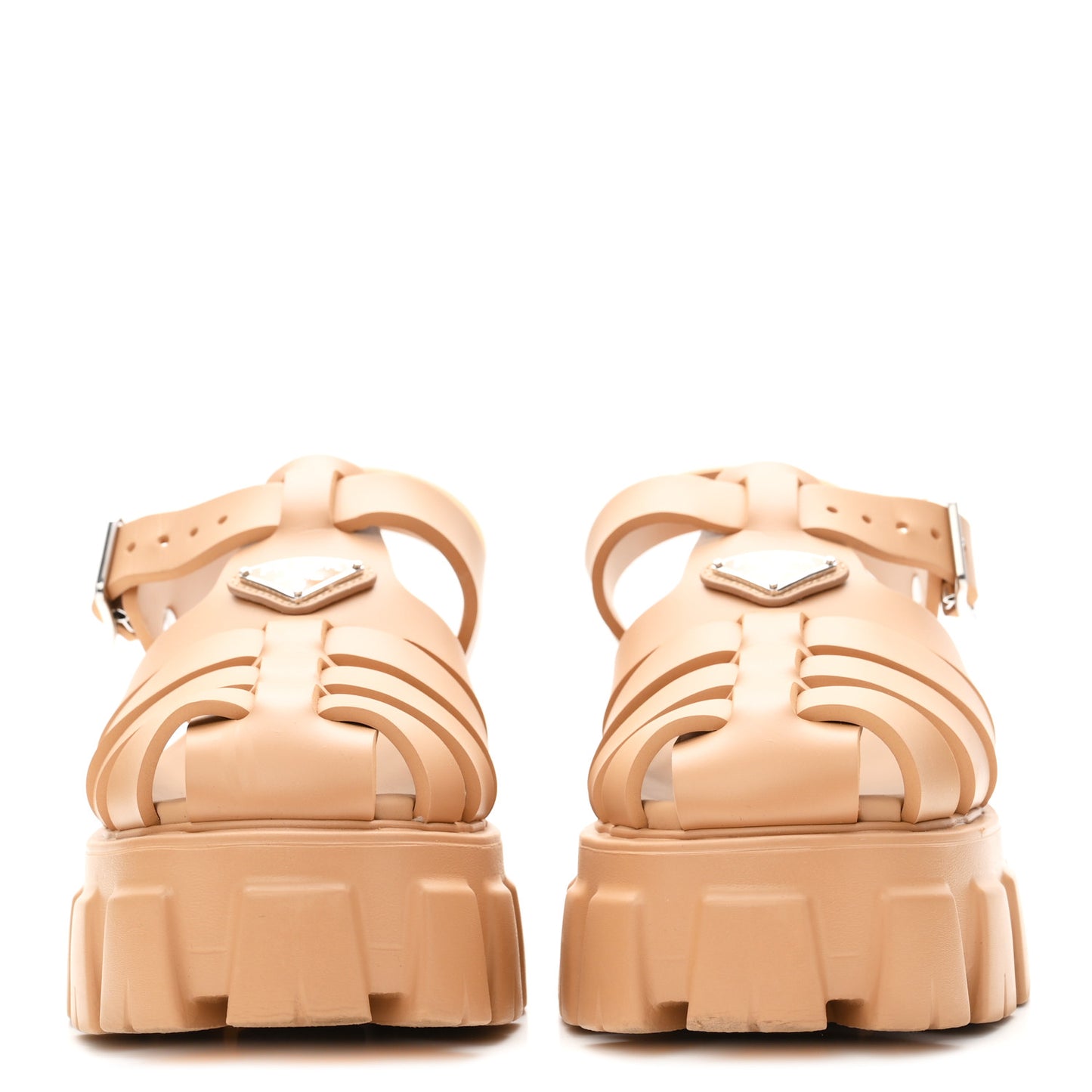 Foam Rubber Metal Triangle Logo Monolith 55mm Cage Sandals 37 Barley