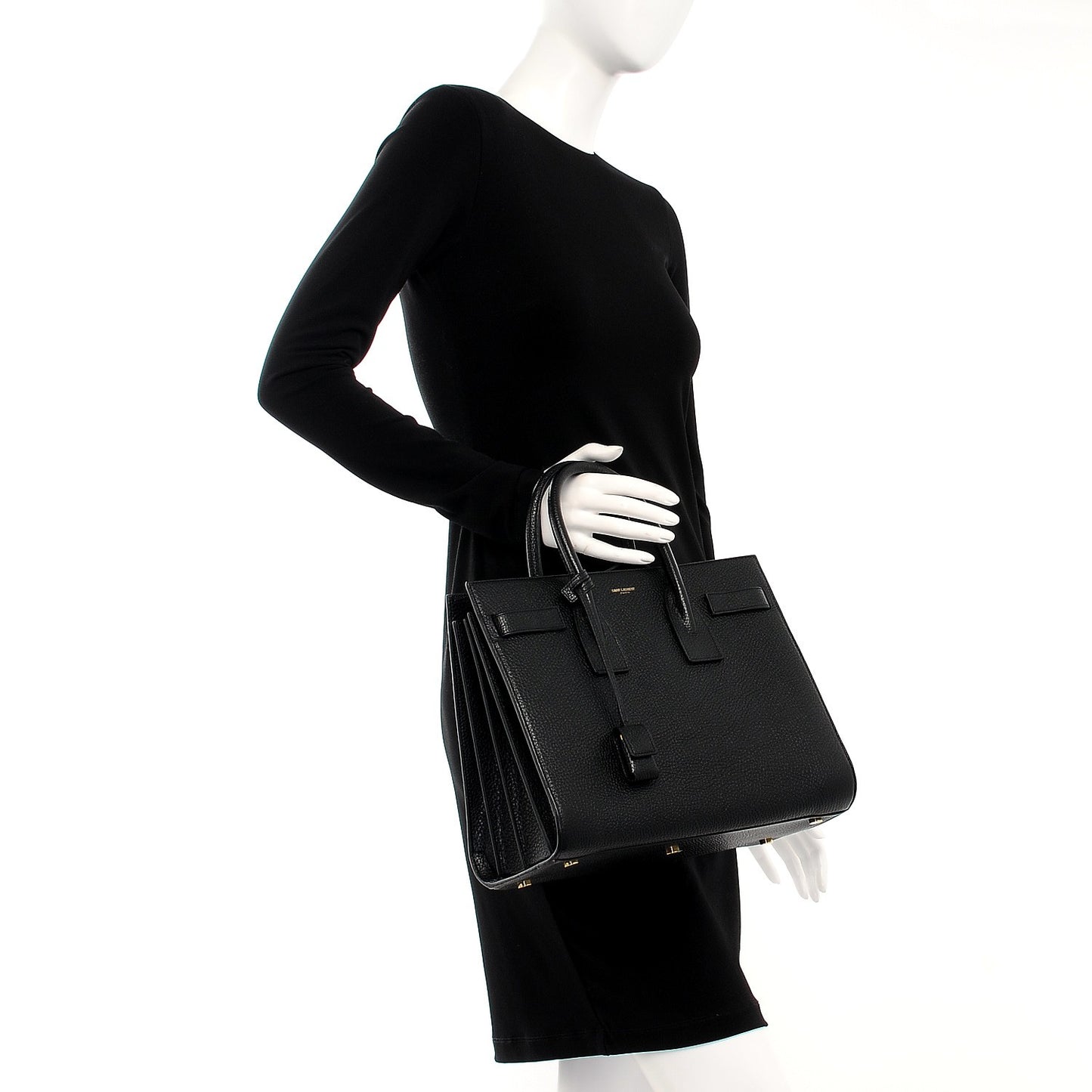 Grained Calfskin Small Sac De Jour Black