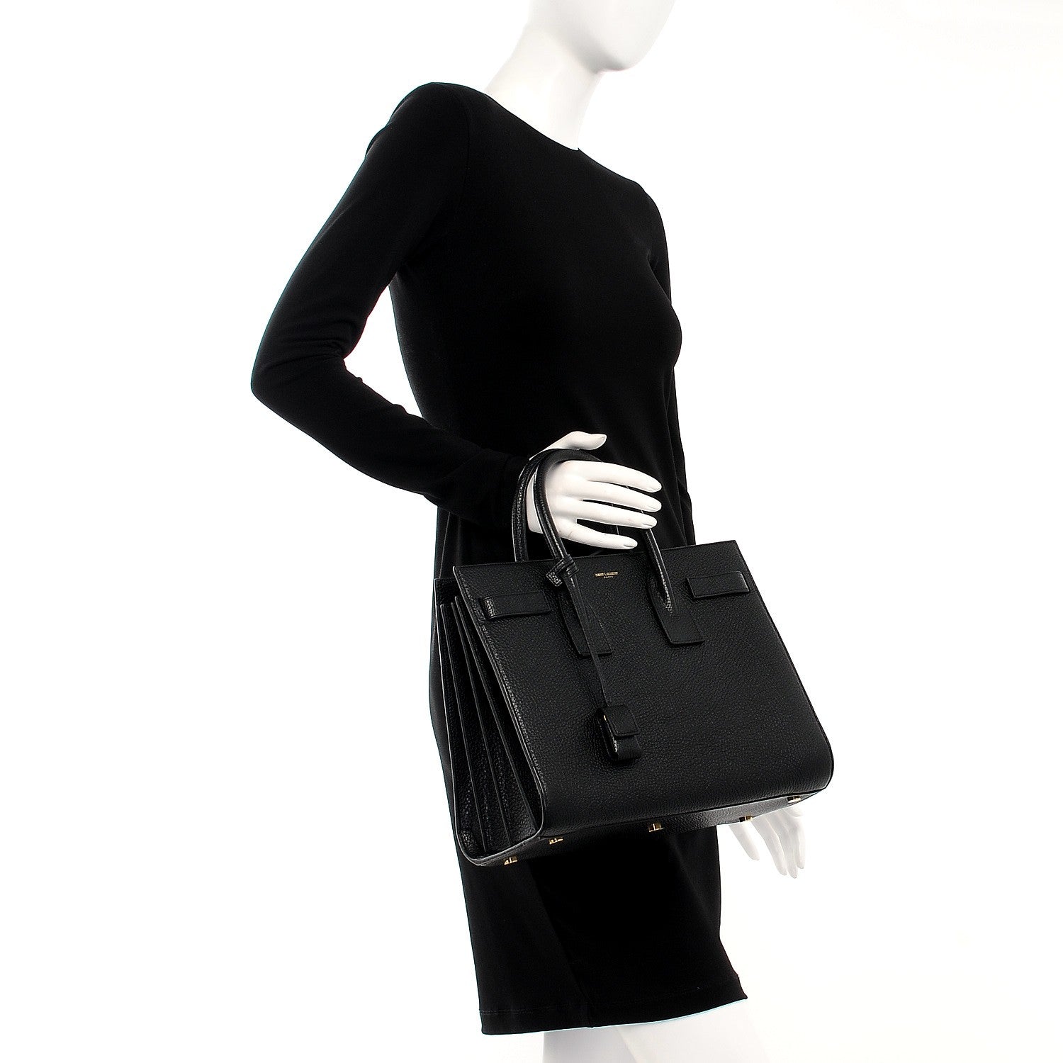 Saint Laurent Grained Calfskin Small Sac De Jour Black 3 of 13