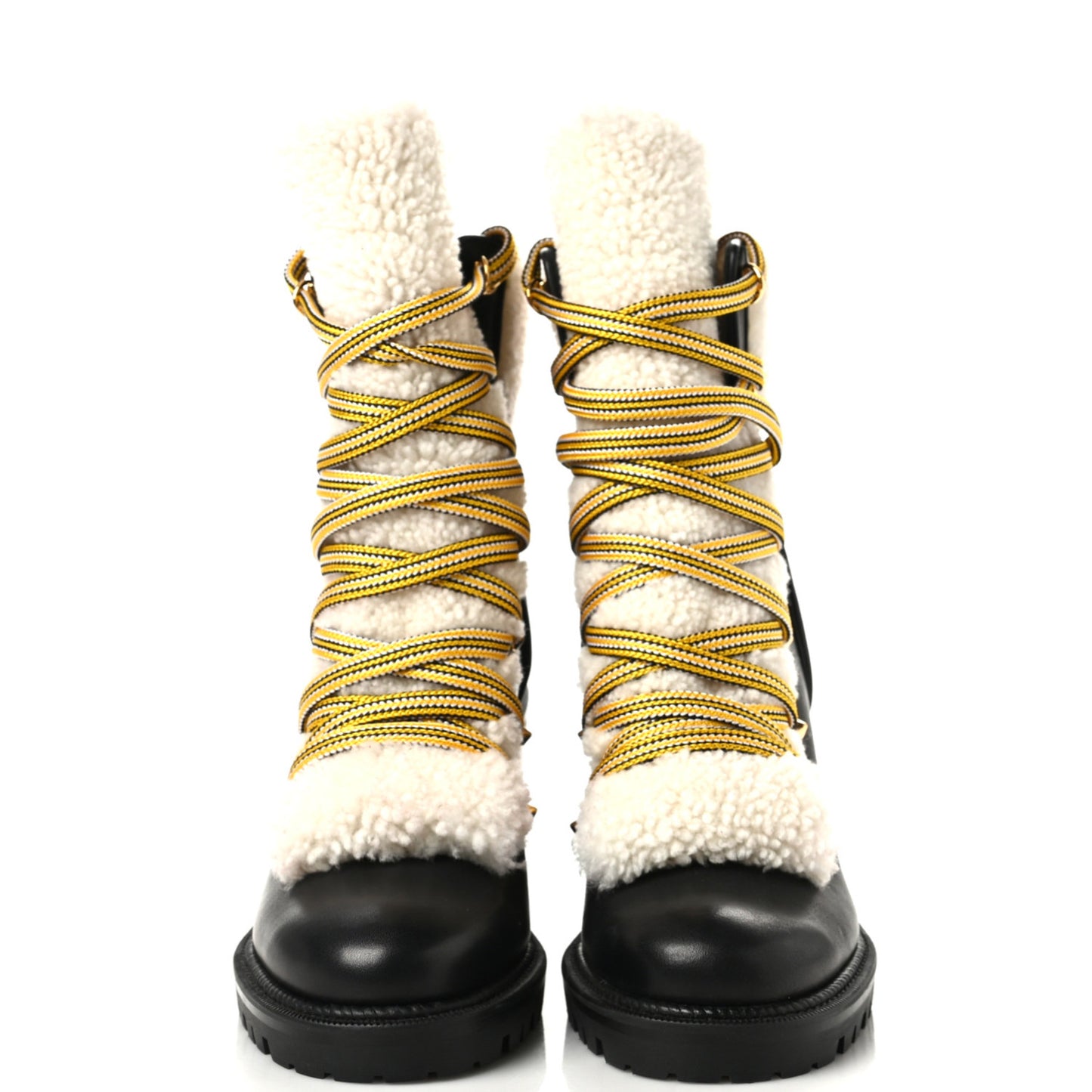 Calfskin Shearling Yetita 70 Hiker Booties 36.5 Black