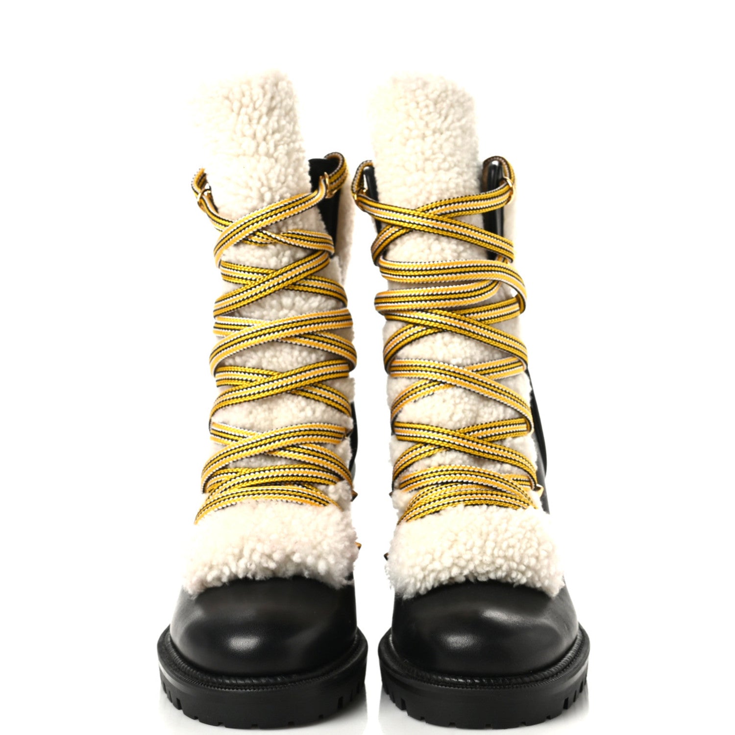 Christian Louboutin Calfskin Shearling Yetita 70 Hiker Booties 36.5 Black 2 of 6