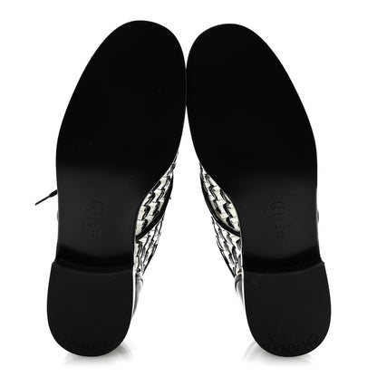 Chanel Lambskin Braided Patent CC Lace Up Oxfords 39 Black White 6 of 11