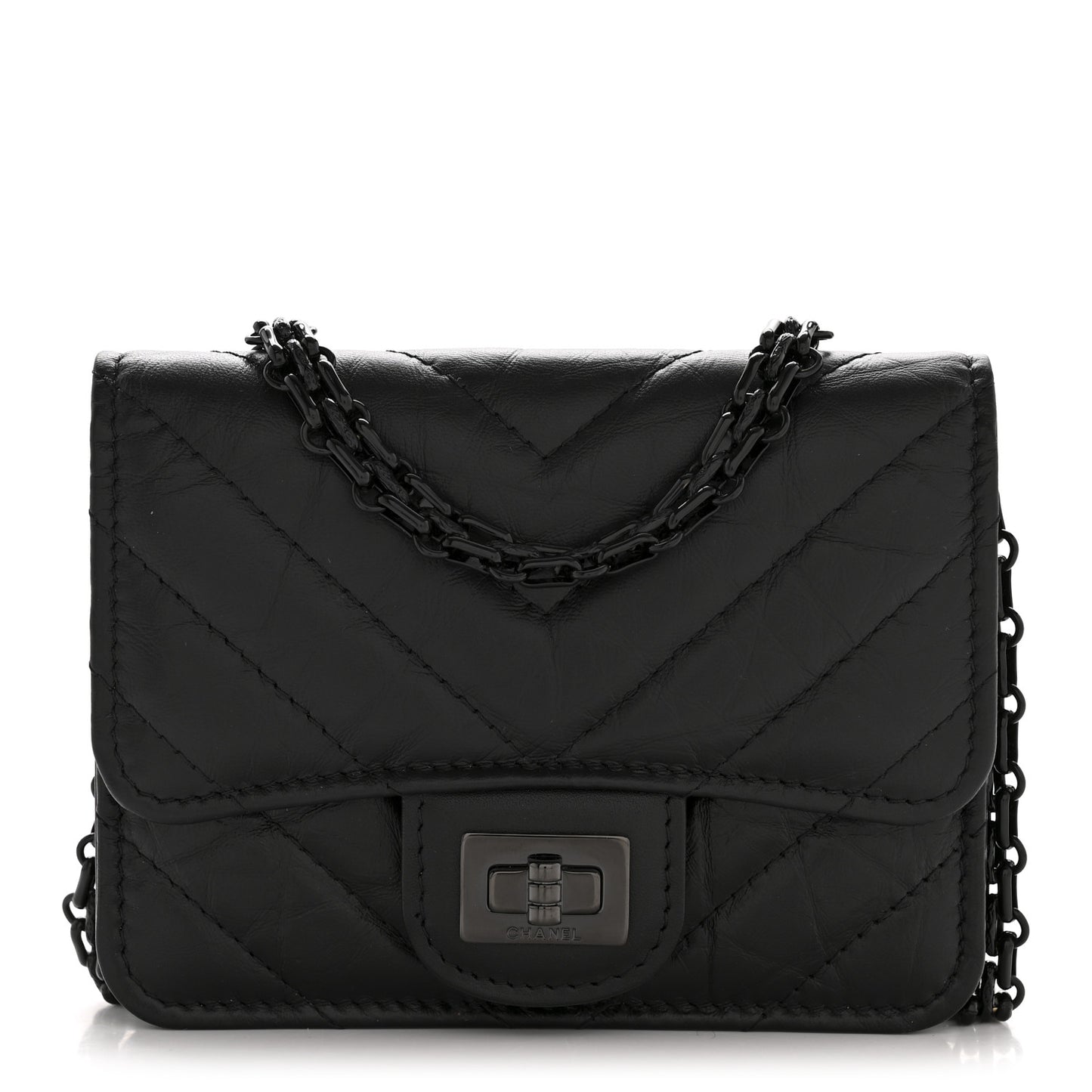Aged Calfskin Chevron Quilted Reissue Belt Bag So Black