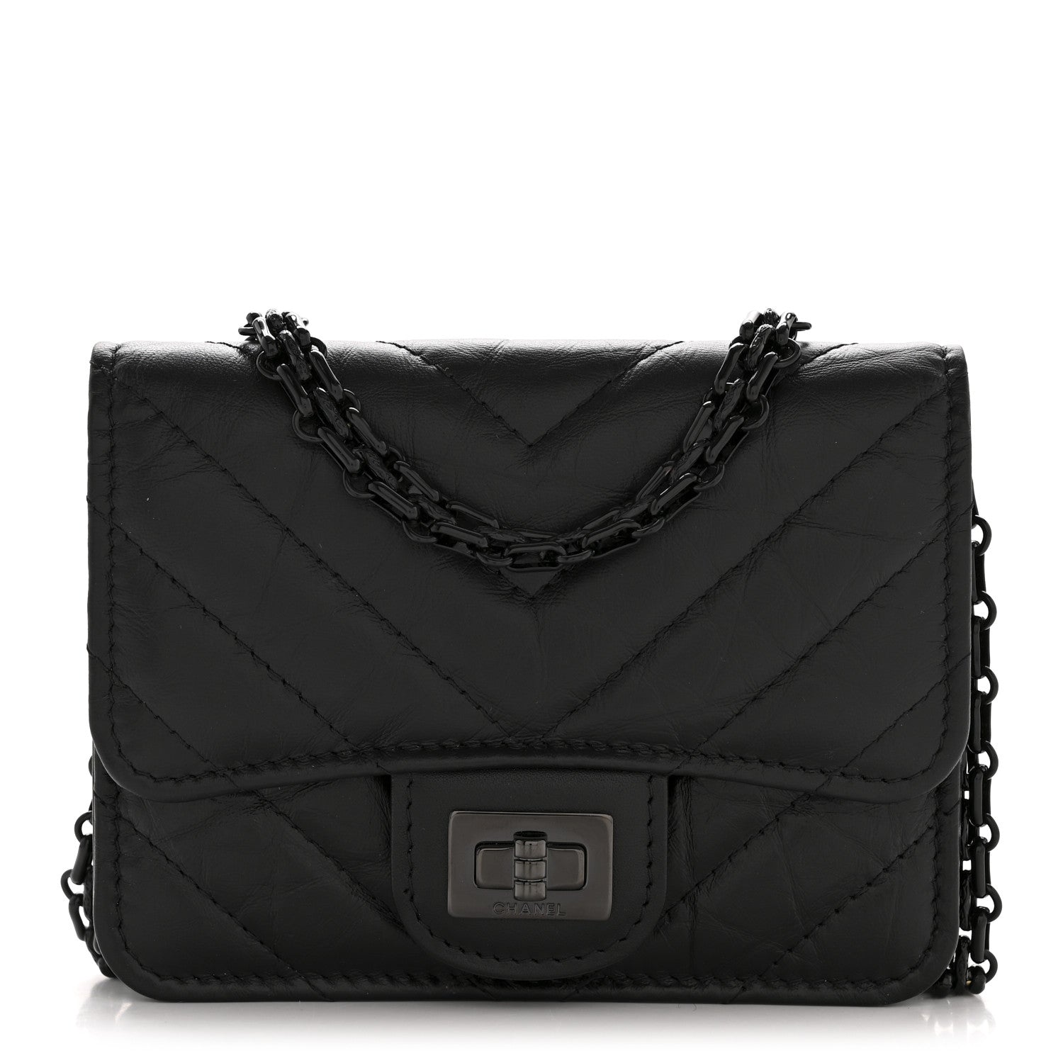 Chanel Aged Calfskin Chevron Quilted Reissue Belt Bag So Black 1 of 11