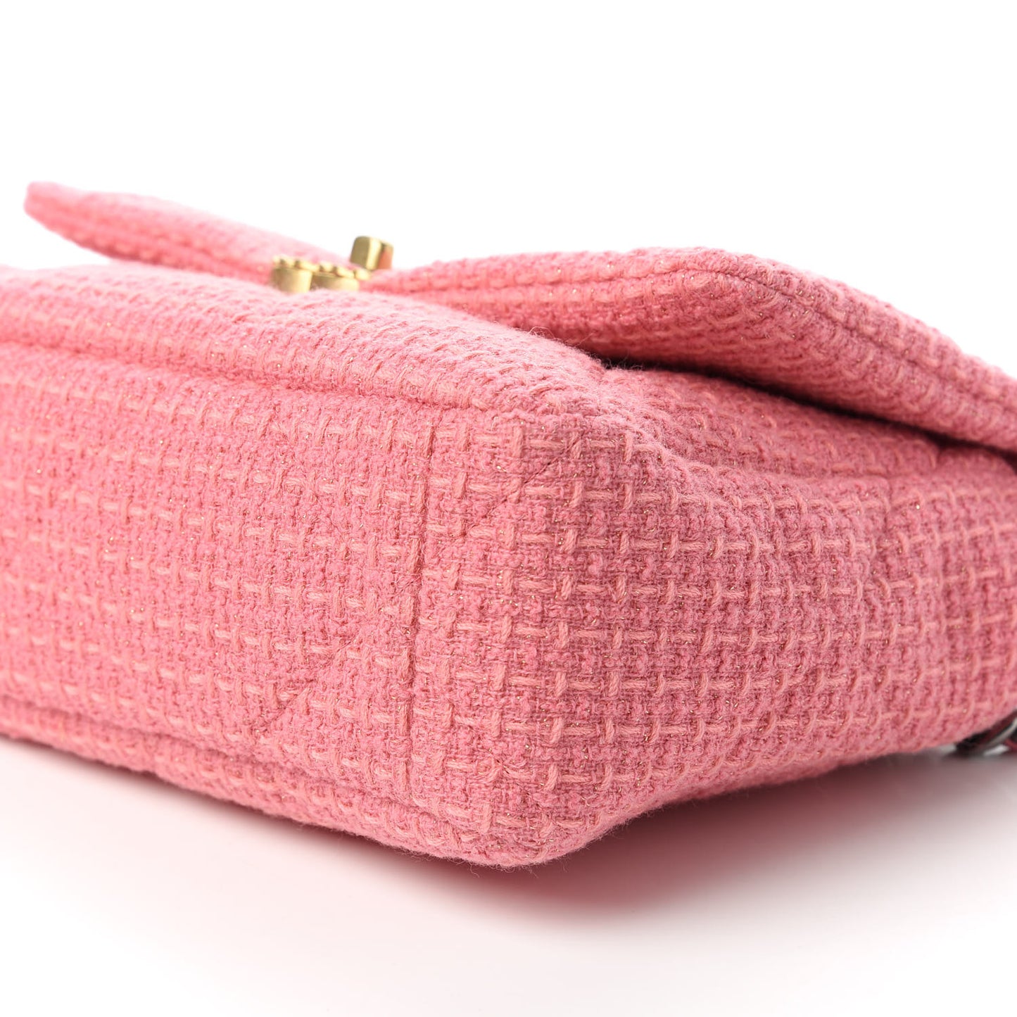 Metallic Tweed Quilted Large Chanel 19 Flap Pink