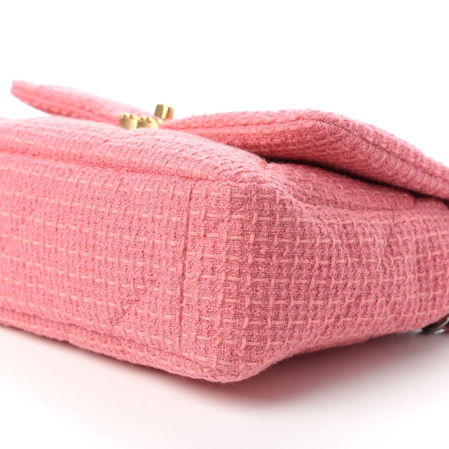 Chanel Metallic Tweed Quilted Large Chanel 19 Flap Pink 7 of 12