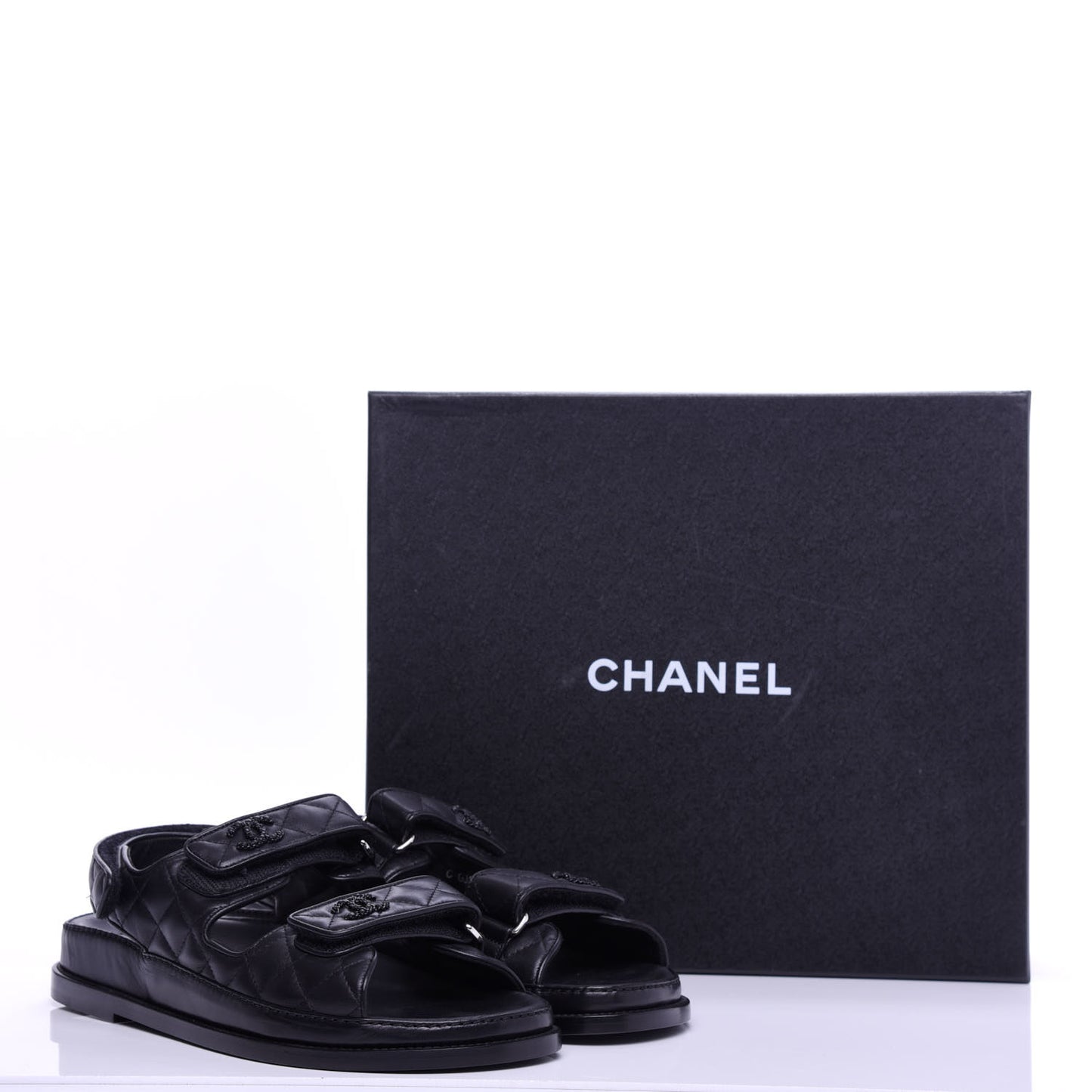 Lambskin Velcro Dad Sandals 40.5 Black