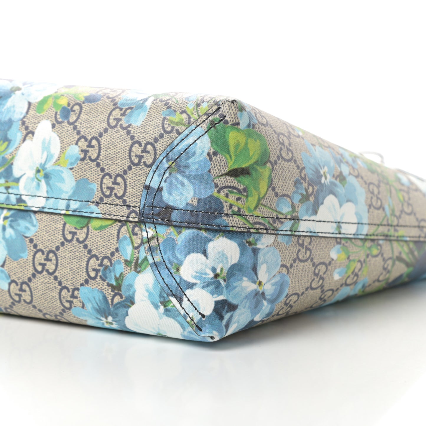 GG Supreme Monogram Blooms Small Reversible Tote Beige Blue Navy