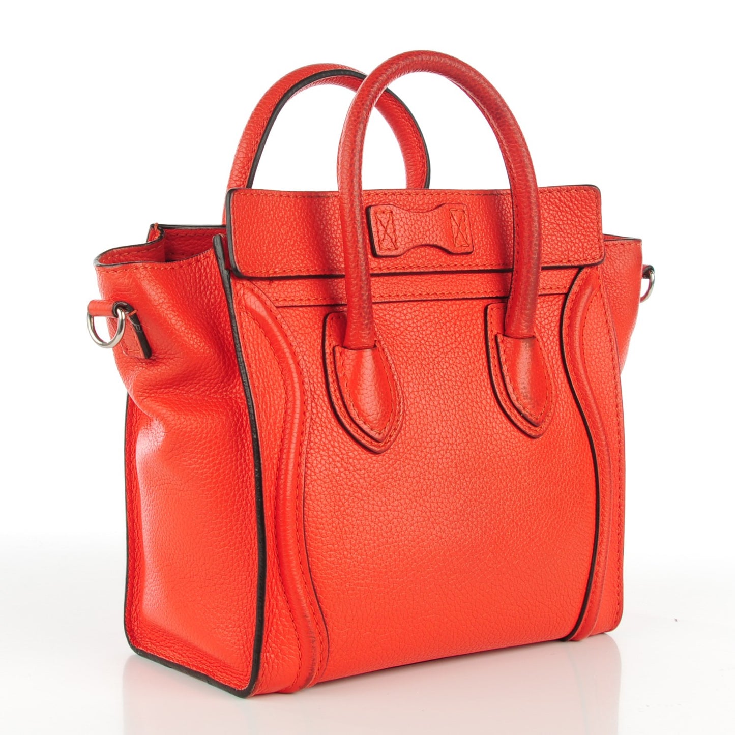 Drummed Calfskin Nano Luggage Vermillion