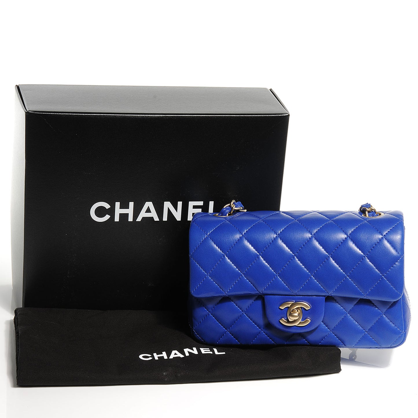 Lambskin Quilted Mini Flap Blue Fonce